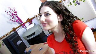 During a health examination, the busty brunette discovers