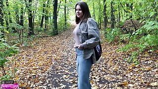 holyXhoney sucked deeply and fucked in the forest hiding from passers -by