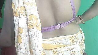 Indian sexy bhabi Sruti walking on floor in shree and showing pussy