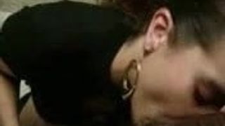 latina sucking black pole