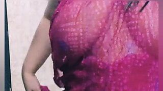 My First Video Indian Plus Size Model Saree Stripping Black Blouse