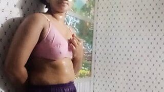 sexy hot girl is bathing in the bathroom. Young girl is masturbating. Erotic girl is pissing and licking pussy