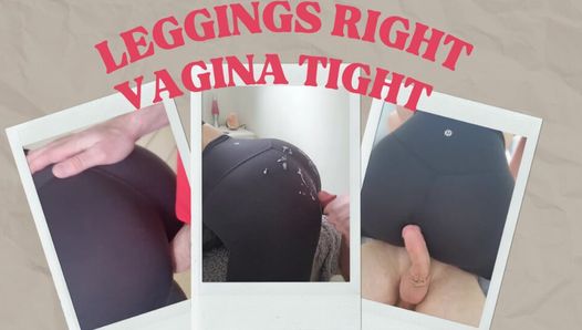 Busty Horny Teacher puts her friend’s dick to her tight legging covered pussy