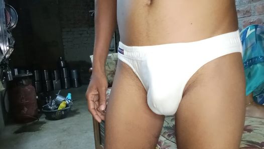 By raising the saree, he beat his wife with a and her and spilled semen on her