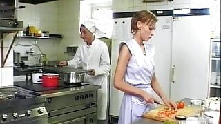 A slim German chick gets messy and fucked by a horny chef