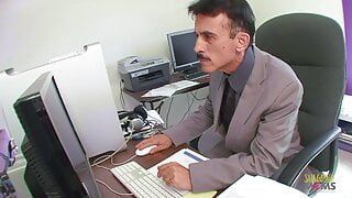 Erotic milf is reprimanded by her boss for rubbing her