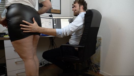 Hot secretary Lina Love in a miniskirt fucked, fingered and impregnated by her boss