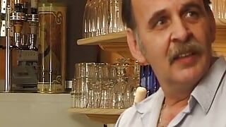 Nasty German blonde spanked and hard in the bar