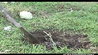 Public sex with horny old blonde