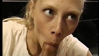 Skinny sorority blonde needs to learn rules of  the game with balls on the pool table from senior student