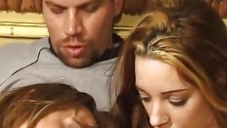 Two small titted German chicks getting a loaded pecker deep inside their holes